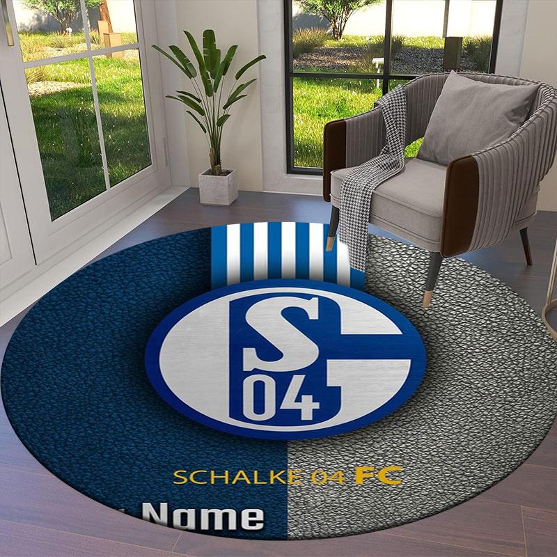FC Schalke 04 Custom Name Round Area Rug,Carpet Rug for Living Room Bedroom Sofa Playroom Decor,Non-slip Floor Mat