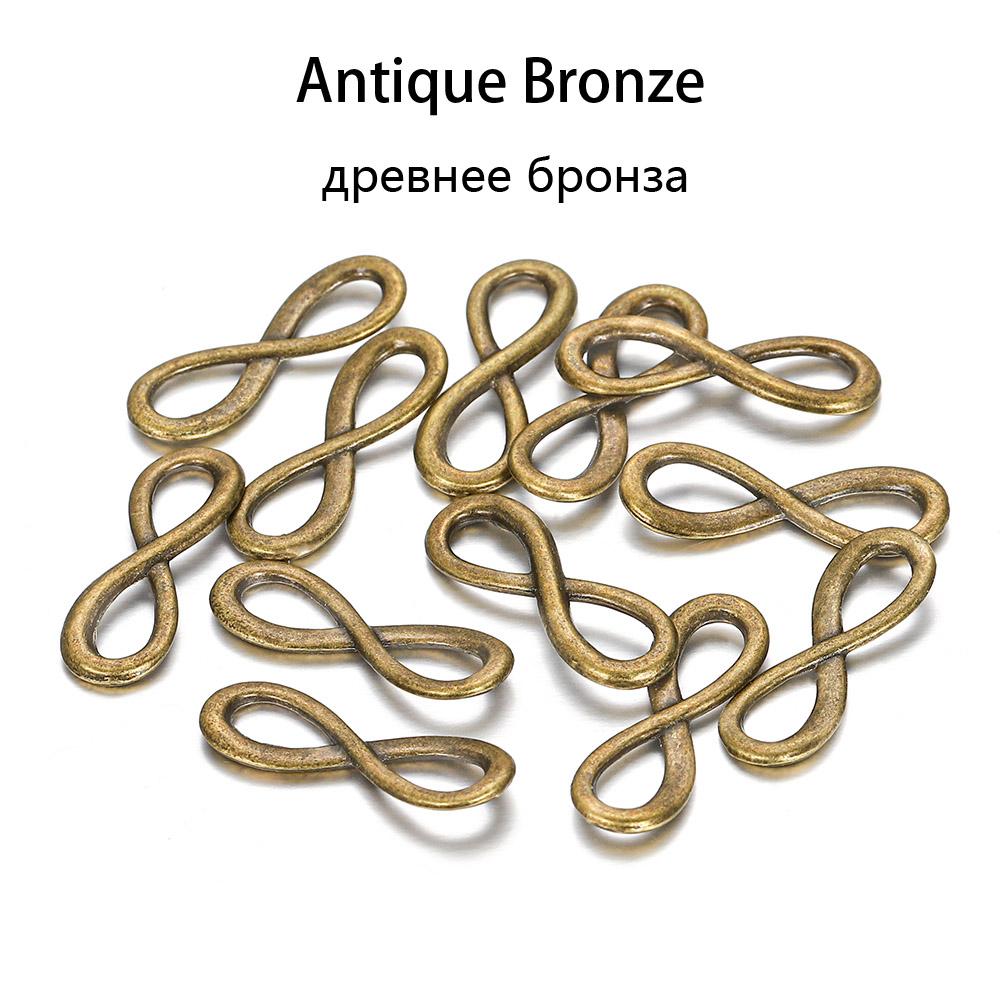 30Pcs 8*23mm Tibetan Bronze Charms Infinity Link Symbol Connectors For Pendants DIY Jewelry Making Craft Supplies Accessories