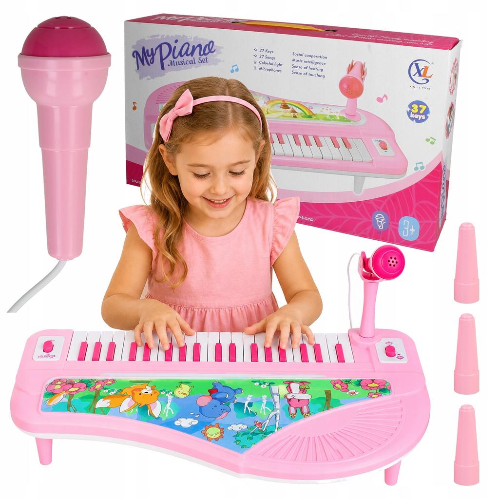 [PACZA] Tastiera mini pianoforte rosa per bambini con gambe, 37 tasti, N68