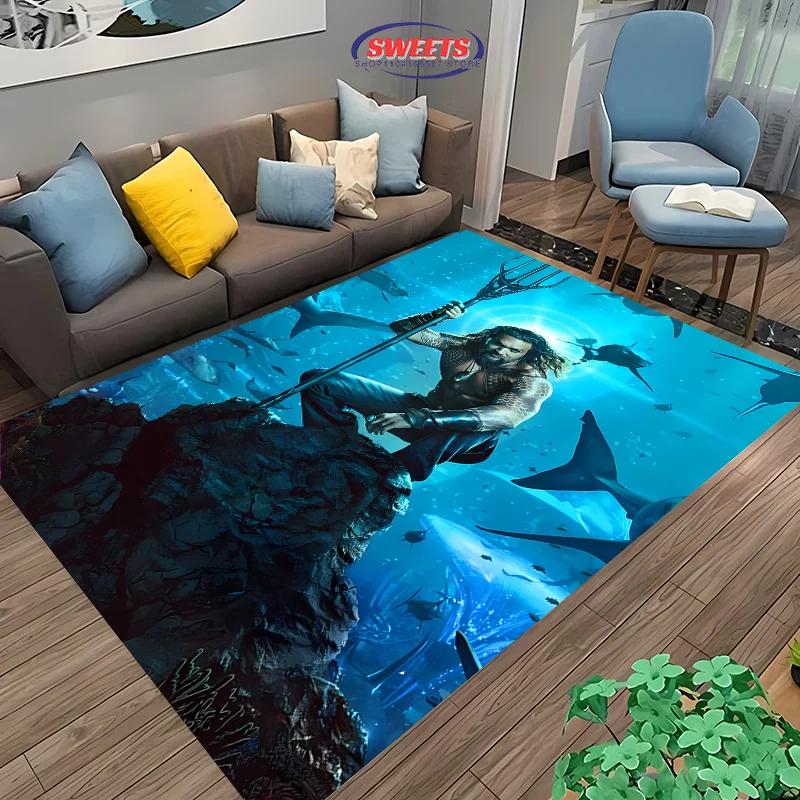 New Shelves ! DC Classic Aquaman Carpet, Bedroom Floor Living Room Bed Mat, Non-slip Exquisite Home Decor, Machine Washable Rug