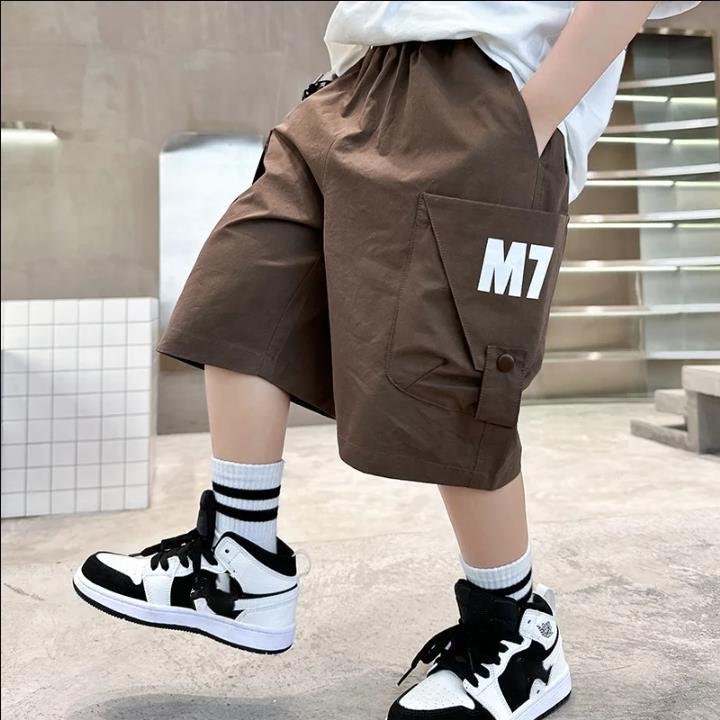 Summer Children's Cargo Shorts with Side Pocket for Boy Casual Knee Length Capris Kids Short Pants Boys' Shorts