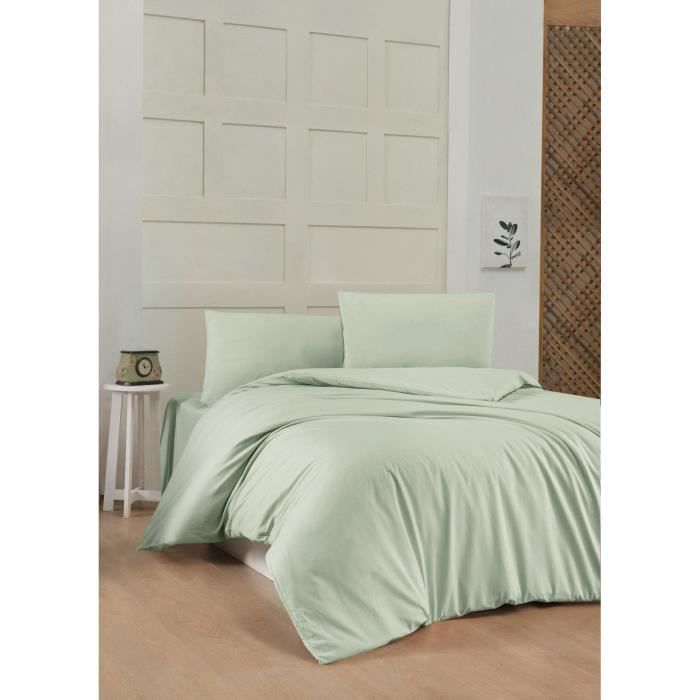 Bedding Set - 1 Duvet Cover 220 X 240 Cm + 2 Pillowcases 60 X 60 Cm - 100% Reinforced Cotton - Green