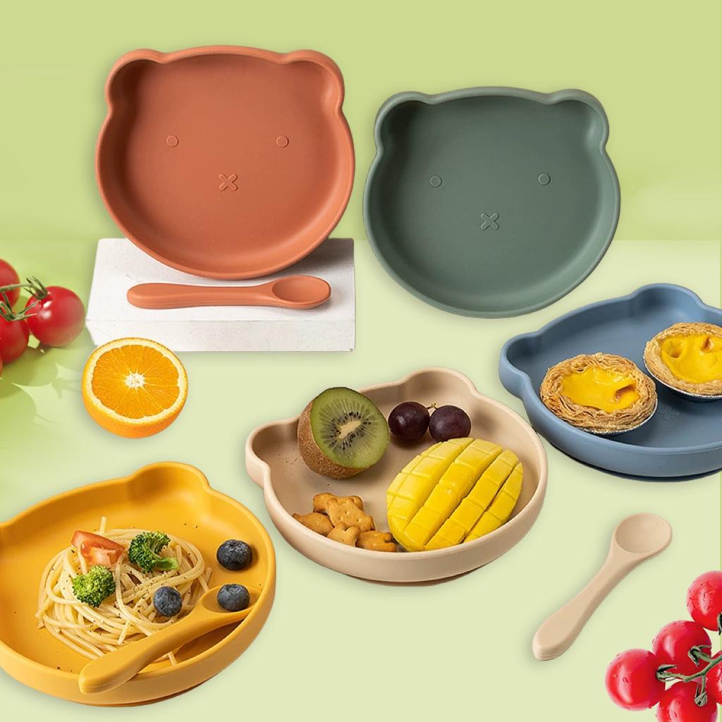 Children's Silicone Bear Bowl - Suction Base, Anti-Fall, Perfect for Baby Training & Complementary Food