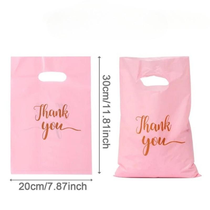 

10/50/100 шт. Пластиковый пакет для благодарностей с горячим тиснением, ручной подарочный пакет для вечеринок, дней рождения, свадеб, Дня благодарения, выпускного 10PCS розовый