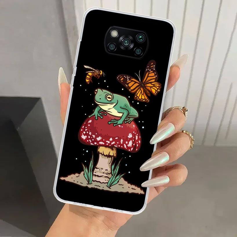 

Cottagecore Frog Mushroom Kawaii Phone Case for Xiaomi Poco X7 X6 X5 X4 X3 Nfc F6 F5 F4 GT F3 F2 Pro F1 M5S M4 M3 5G Soft Funda Xiaomi Poco X3 Pro