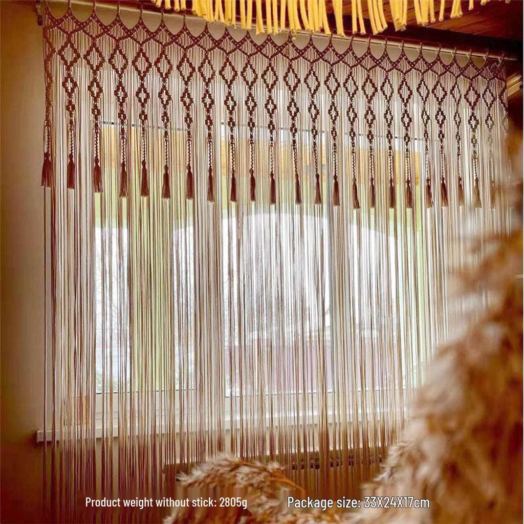 Handmade Woven Cotton Rope Tapestry Door Curtain: Nordic Bohemian Style for Home Decor