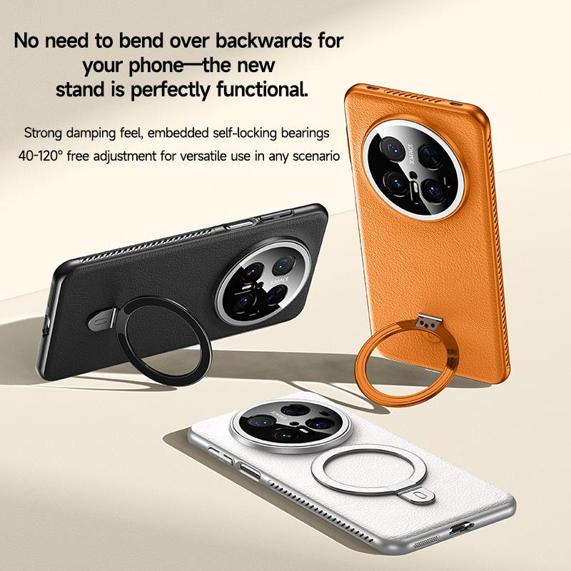 Heat Disspation 360 Rotatable Metal Stand Case For Huawei Mate 60 70 Pro+ Plus Vegan Leather Cover Eco-Friendly Shell