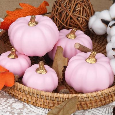 6/12Pcs Foam Pumpkin Ornament Realistic Design Pink Pumpkin Halloween Statue Inspiring Home Decoration