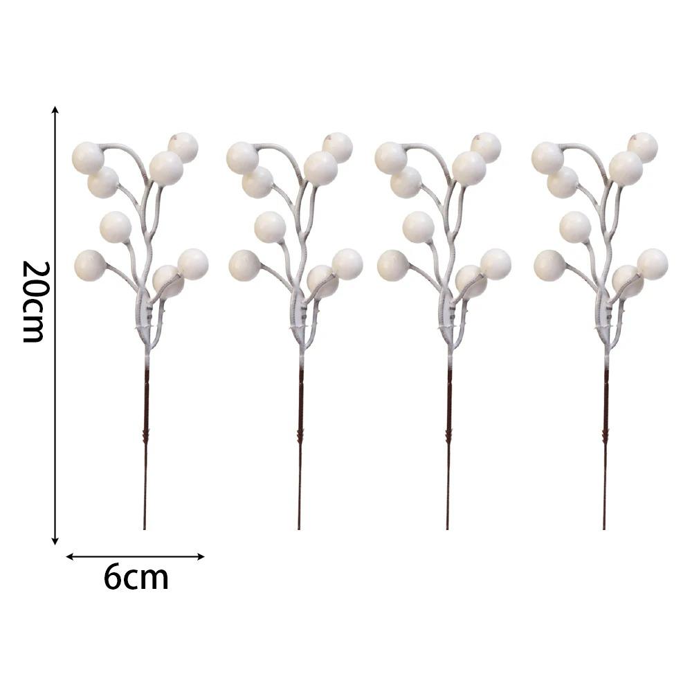 4 Styles White Berry Picks Multiple Heads Holly Berries Stems Branches for Christmas Wedding Winter Decoration Xmas Ornaments