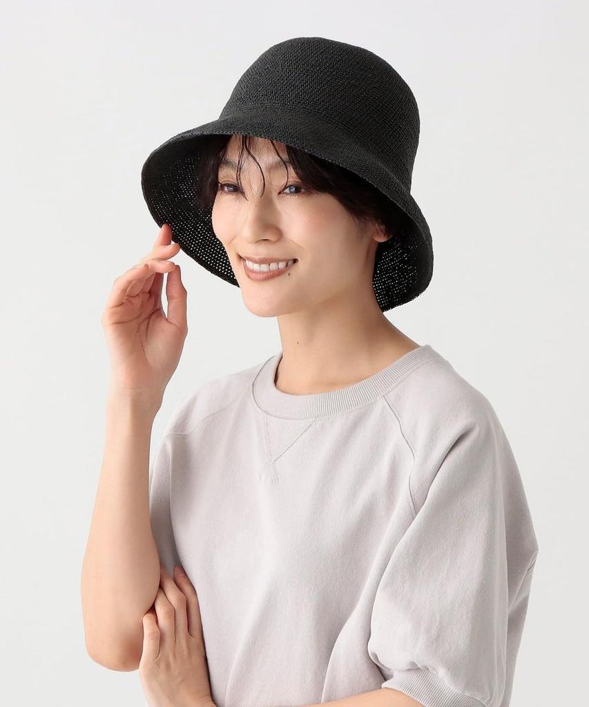 Tea AfternoonTea LIVING Hat JK35 Fine Knit Bucket UV Hat Black [Afternoon Living]