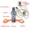 Multifunktionspfeife mit Kompass und LED-Taschenlampe, Tragbares Sicherheitswerkzeug mit Lanyard für Camping, Wandern & Notfallausrüstungen, Alles-in-Einem