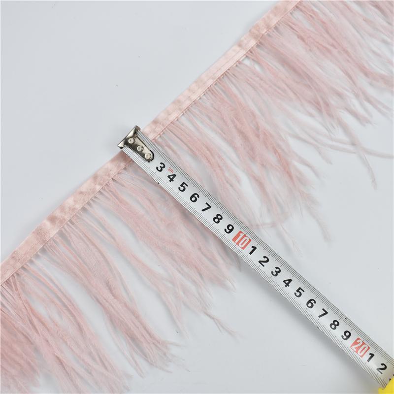 2Meters Leather Pink Ostrich Feather Trims Fluffy Turkey Feather Boas Goose Plumas Fringe Ribbon for Needlework and Handicrafts