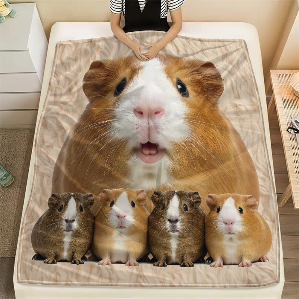 1Pc Hamster and Rat Print Flannel Blanket, High Quality Comfortable for All Seasons, Home Decor, Warmth and Comfort, Perfect for Gifts