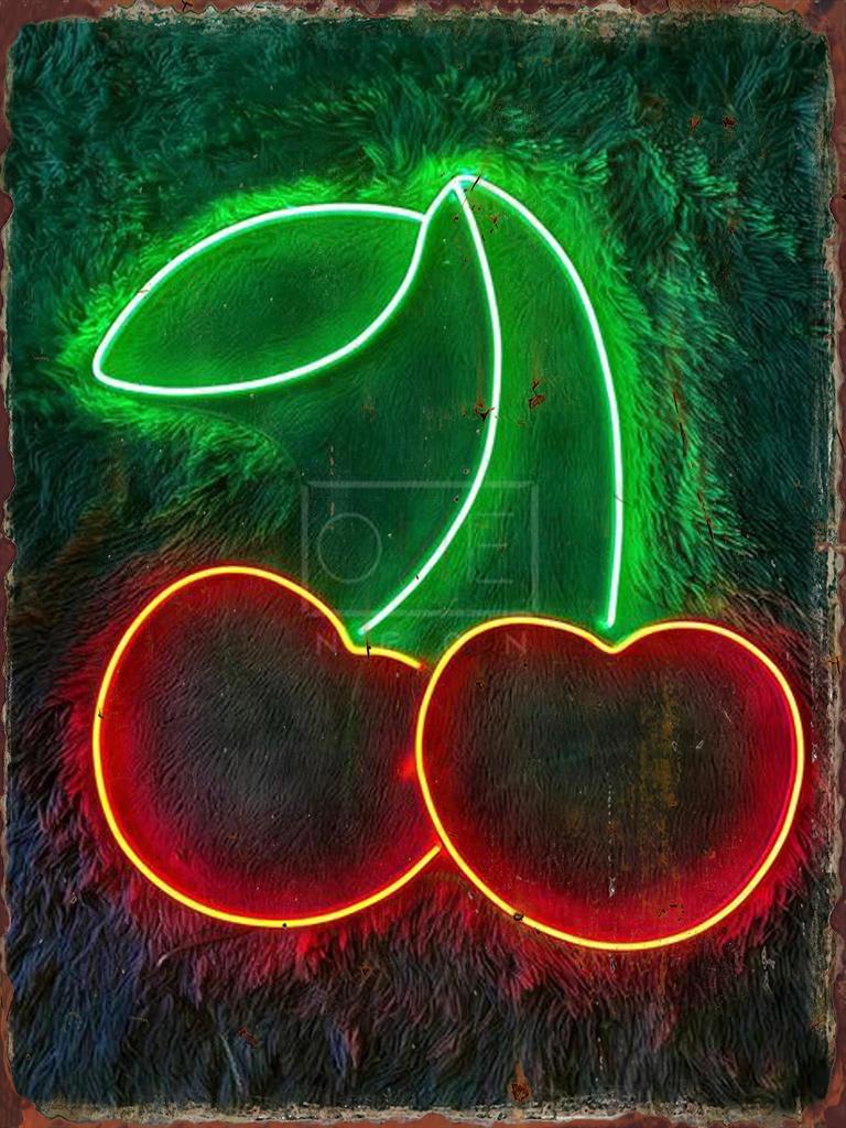 Neon Fruit Metal Tin Sign Supermarket Fruits Area Poster Restaurant Background Home Iron Plate Mural Bar Club Wall Decor Plaque