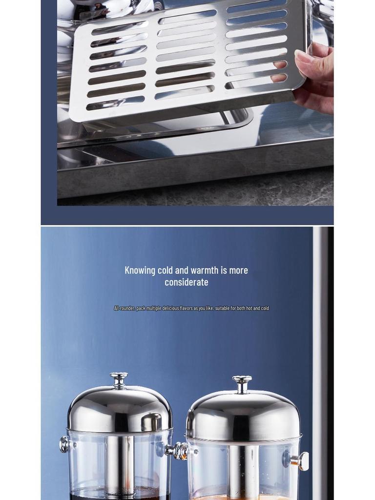 Stainless Steel Buffet Juice Dispenser with Faucet - Large Capacity Cold Drink Machine, Single or Double Head Options