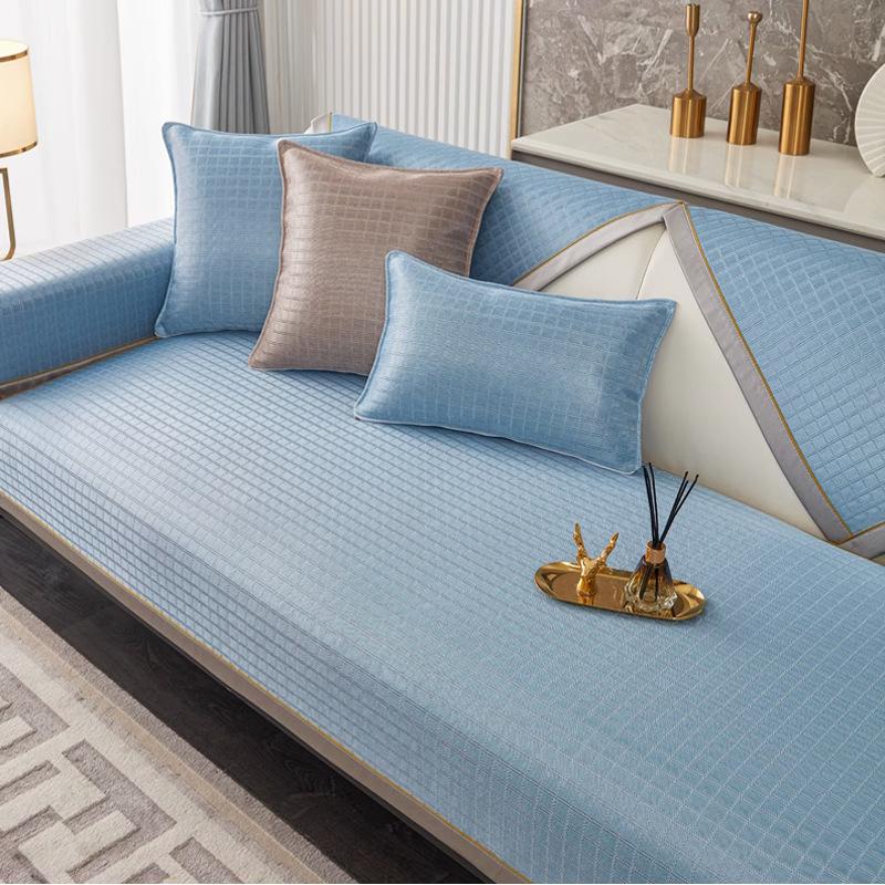 Summer Ice Silk Sofa Cushion  Mat Sofa Cover Washable Machine Washable Ice Rattan Sofa Towel Sofa Cool Cushion