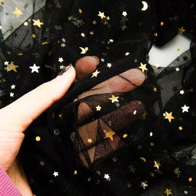 Glitter Tulle Mesh Fabric Gold Sequins Sheer Star Gauze Party Dress Material Nail Pography Background Bridal Wedding Shoulder