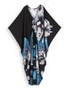 Plus Size Women Kaftan House Robe Bohemian Printing V Neck Homewear Beach Wear Bathing Suit Cover Up