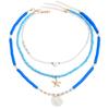 Seaside Necklace European and American Blue Soft Pottery Beaded Pendant Holiday Wind Starfish Clavicle Chain