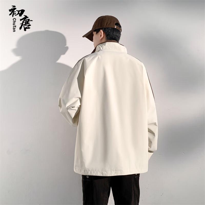 Men's Retro Striped Stand-Up Collar Jacket