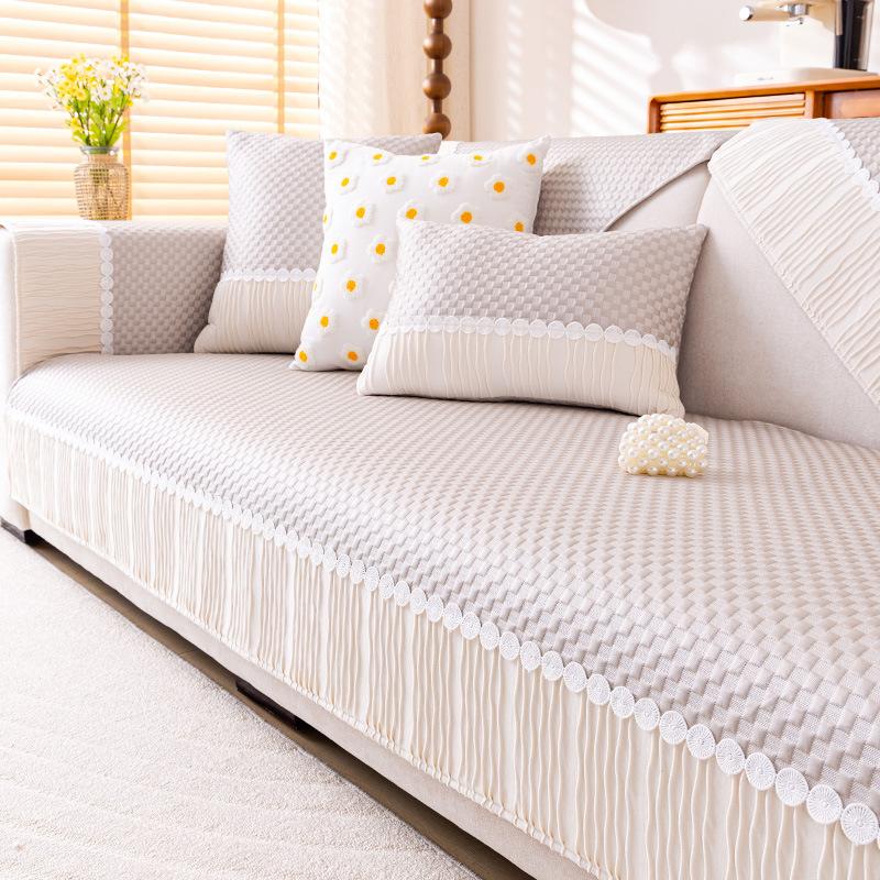 

2025 new cool Doudou sofa cushion summer summer sofa mat seat cushion fixed non-slip cover cover cloth 70*70