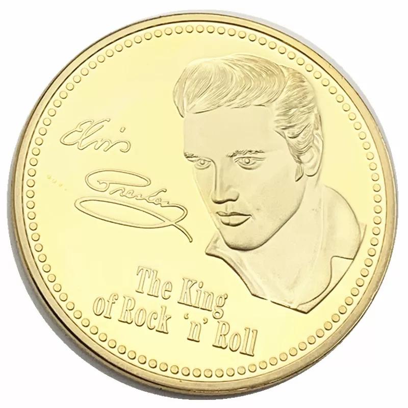Gibraltar Elvis Presley Gold Plated Commemorative Coin Collection Gold Coin Star Tooth Fairy Love Coin Commemorative Medal