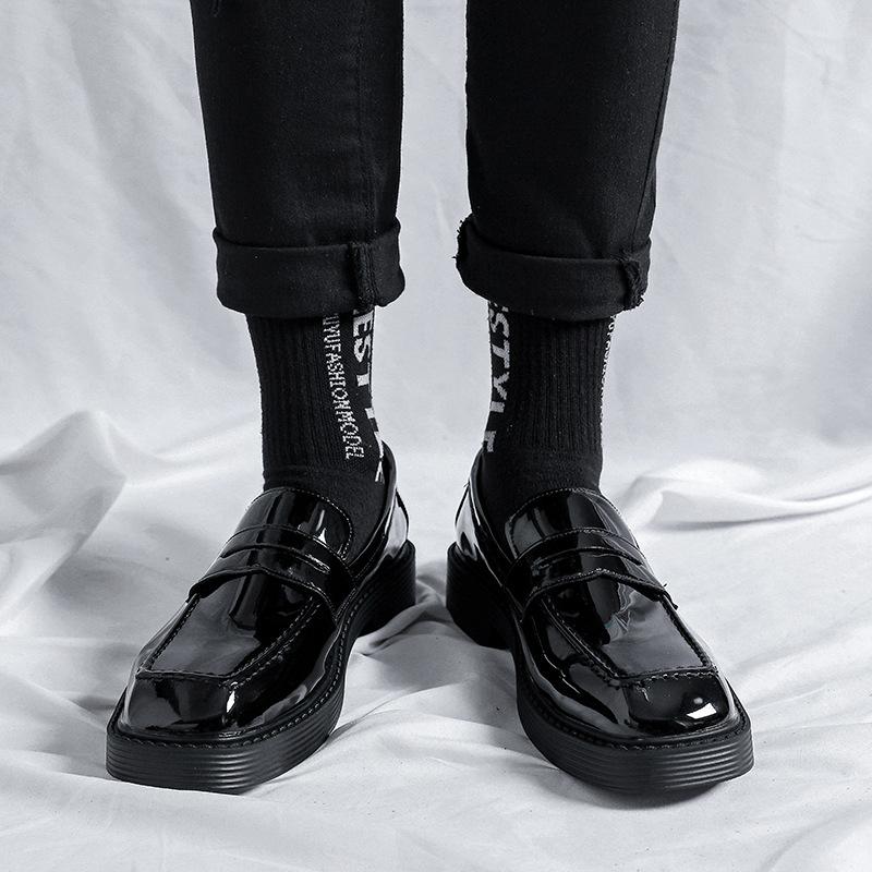 Muži Podnikání Ležérní Lakované Kožené Boty Pánské Harajuku Korejské Streetwear Vintage Svatební šaty Kožené Boty