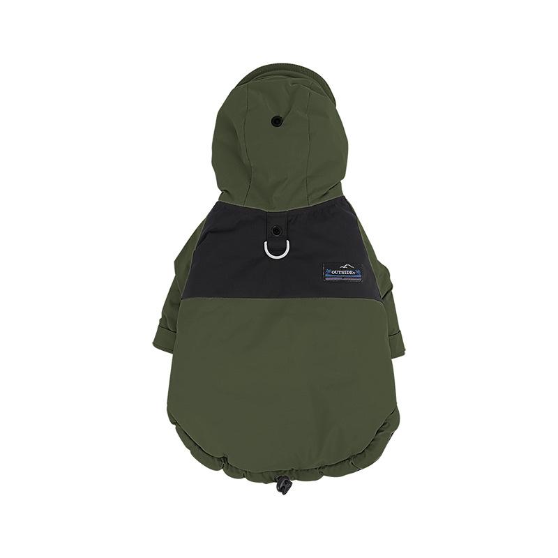 

Dog clothes autumn and winter warm outdoor wind jacket Schnauzer Teddy hooded pet clothes 2XL армия зеленый