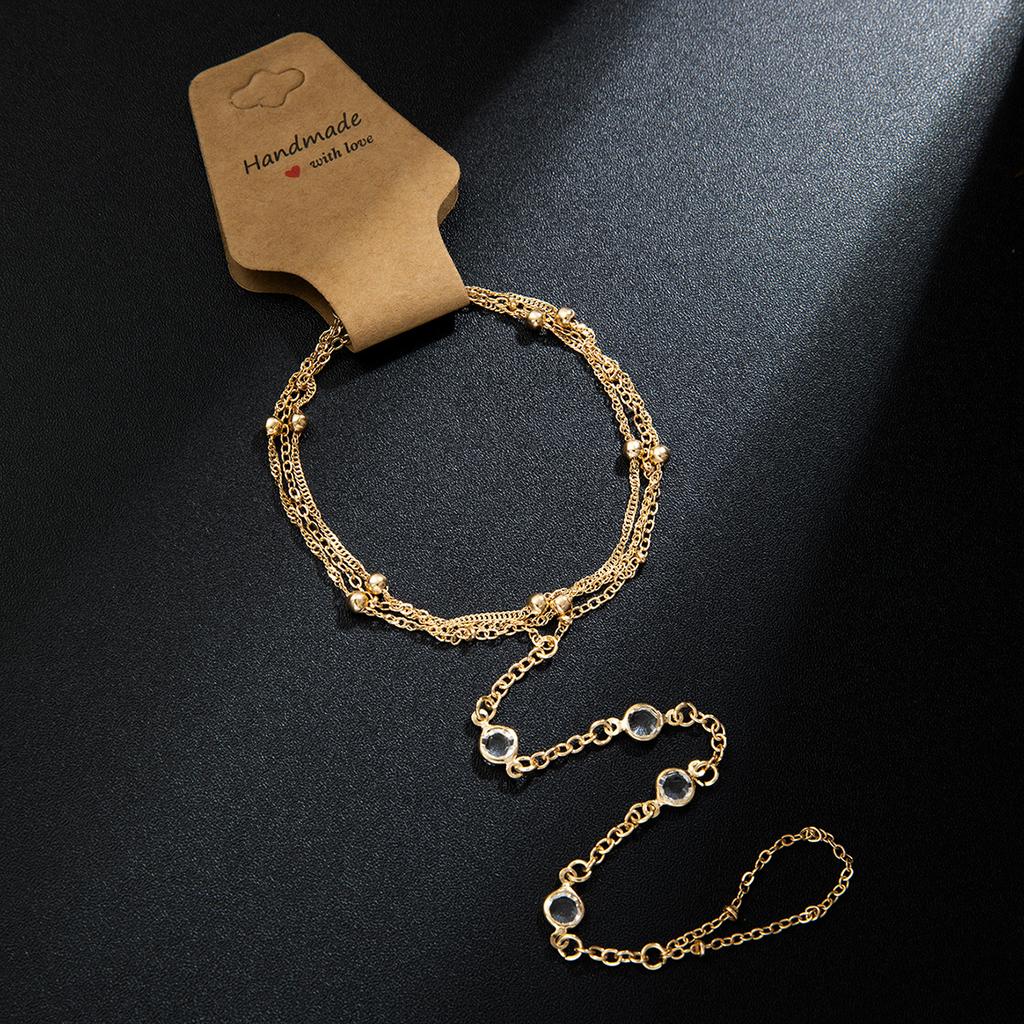 2 Fashionable and Minimalist Glass Buckle Chains, Toe Chains, Multi-layer Layered and Sexy Women's Beach Ankle Chains