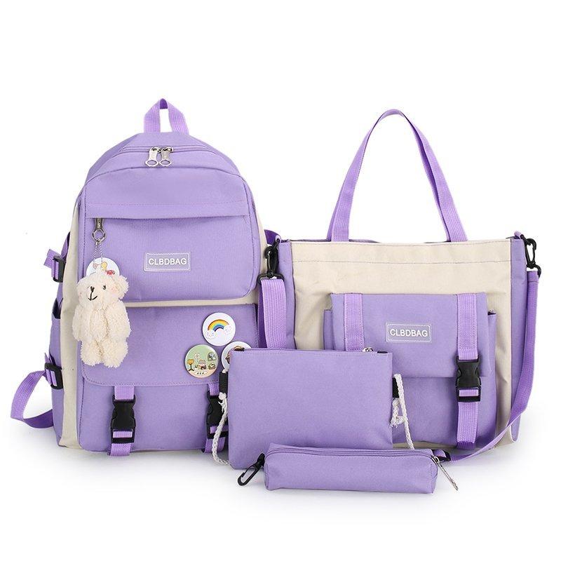 4 Pcs Sets Children's School Backpack Kawaii Women's Backpack Bookbag School Bags for Teens Girls Mochilas