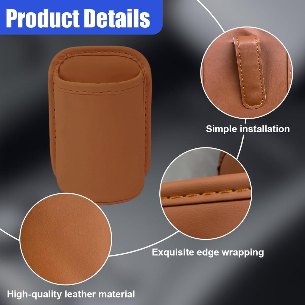 Leather Car Cup Holder, Hanging Automotive Back Seat Bottle Holders, Scratch-Resistant Vehicle Door Drink Holder, Clip-On Auto Organizer Accessories