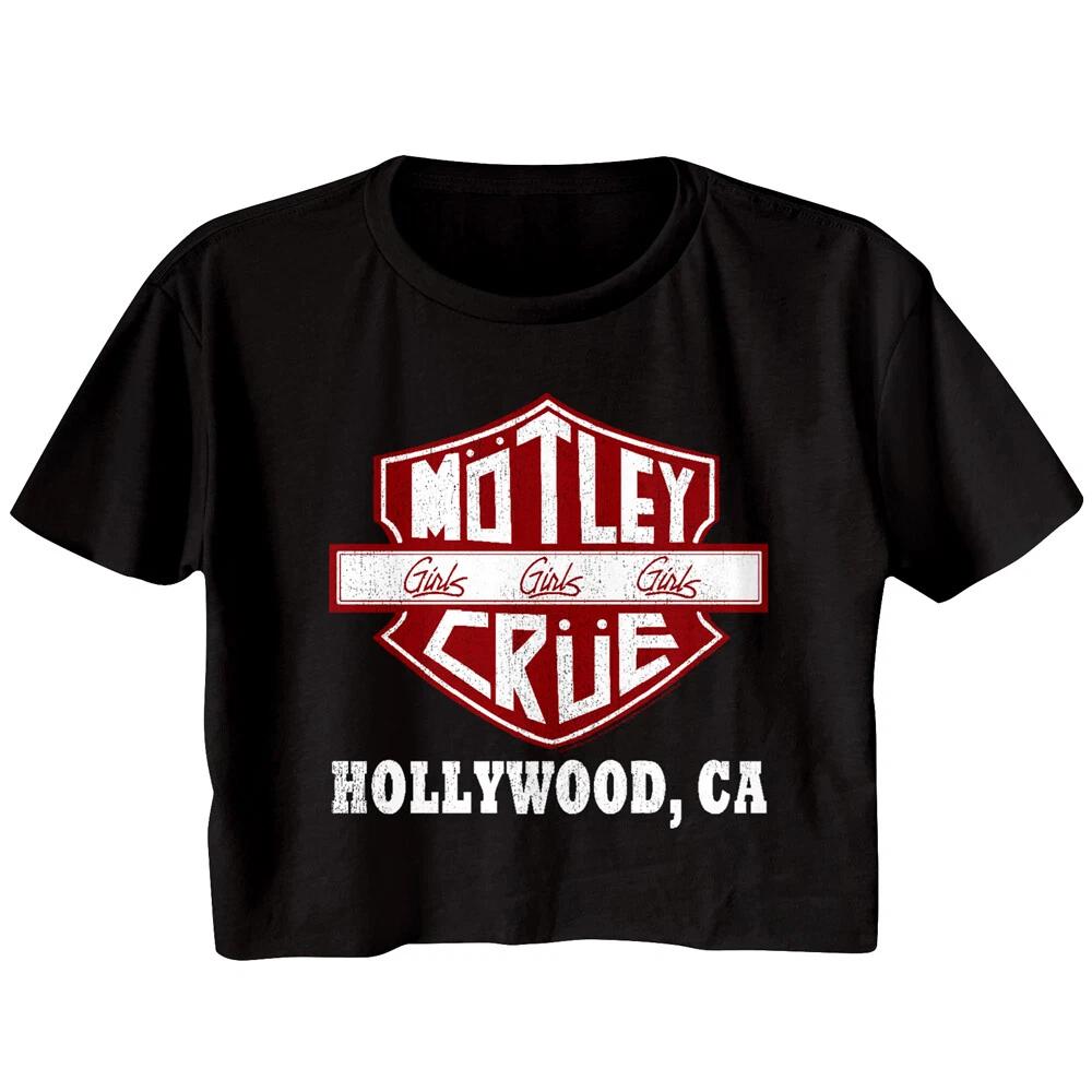 Motley Crue Girls Girls Girls Hollywood CA Women s Crop Top T Shirt Metal Music S