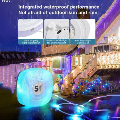 5M RGB Camping String Lights LED Night Light Outdoor Waterproof Smart APP Control For Charging Camping Decorative Ambient Lights