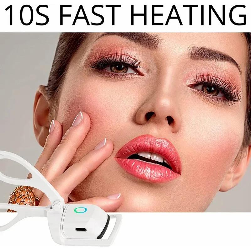 Heated Eyelash Curler Electric 2-Level Temperature Control Long-lasting Curling and Shaping Portable Rechargeable Eyelash Curler