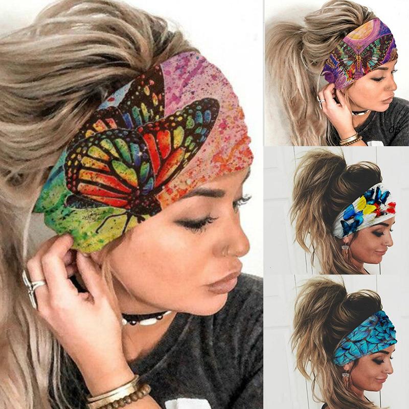 Butterfly Pattern Headband For Women Fashion Hairbands Sports Hair Band Sweat Bandanas Girl Headwear Turbans Elastic Accessories