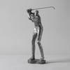 Golfer Statue with Golf Club Silver-Gray Sculpture Stylish for Desk