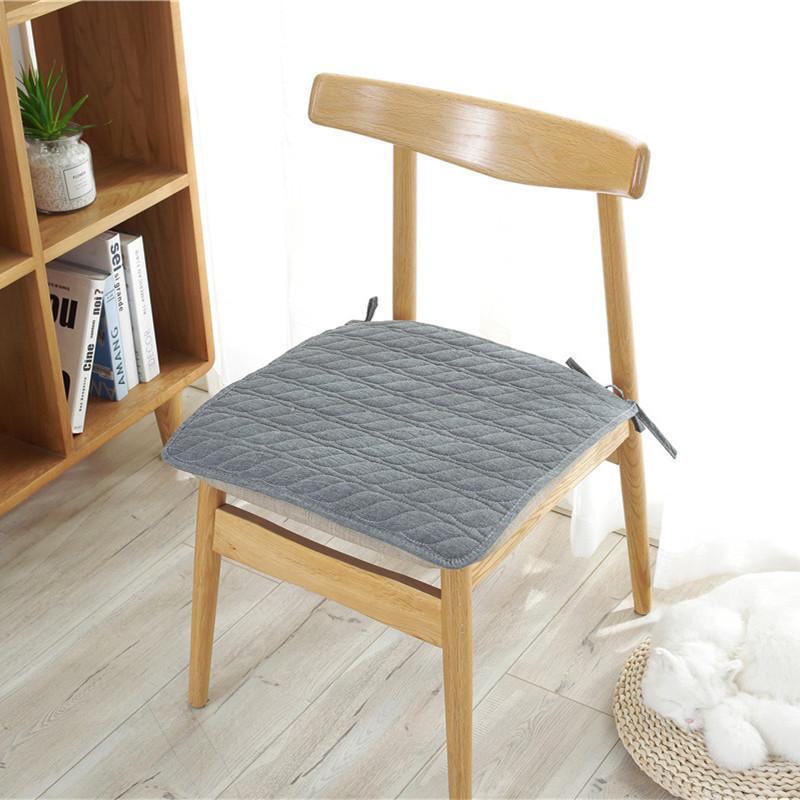 Solid-color all-cotton chair cushions simple and modern office chair cushions anti-slip home winter chair covers