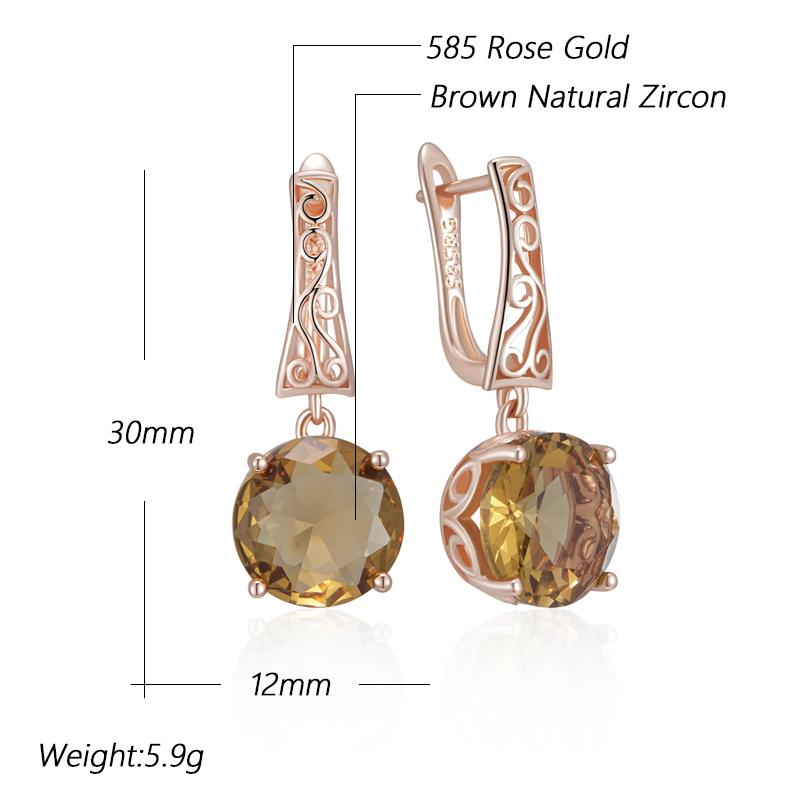 Brown Natural Zircon English Earrings For Women Unique Crystal Flower  Rose Gold Color High Quality Daily Jewelry