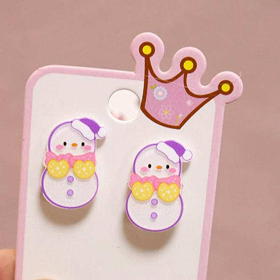 Cartoon Resin Glossy Children's Christmas Flower Ear Clips and Student Earrings