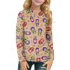 Children's Witch  Printed Long Sleeved Round Neck Top With Floral Print For Daily Casual T-shirt