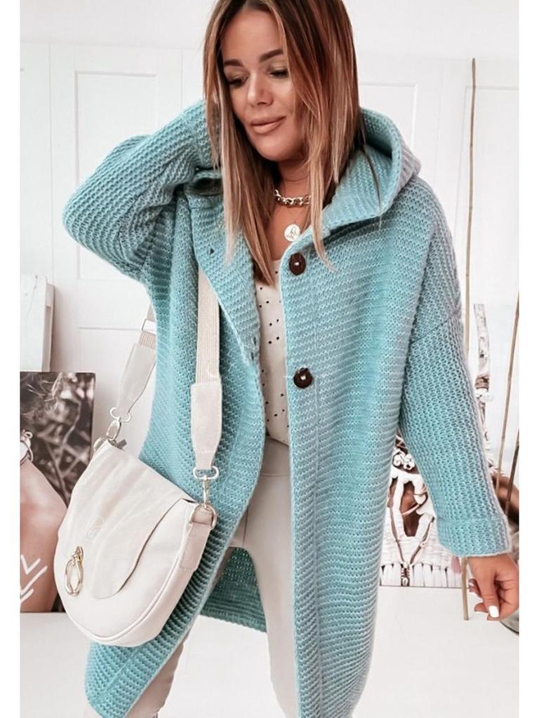 2023 Women's Plus Size Hooded Knitted Cardigan with Collar - Loose, Stylish Commute Sweater