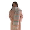 Adult Women Warm Scarf Thicken Rainbow Long Scarf Soft CashmereFeel Shawl Scarf