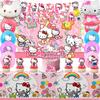 36Pcs Cartoon Birthday Party Supplies, Cartoon Party Decors Set - Cartoon Birthday Decor Banner Background Tablecloth and Cartoon Balloon Cake Topper