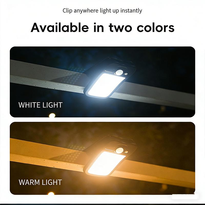 60LED Clip on Solar Light Motion Sensor IP65 Waterproof 3 Lighting Mode USB Charging for Outdoor Garden Yard Fence Lamp