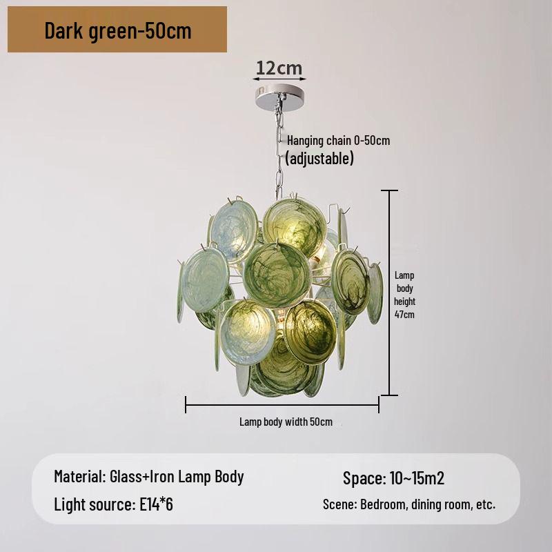 Elegant Vintage Ink Green Glass Chandelier for Living Room or Master Bedroom