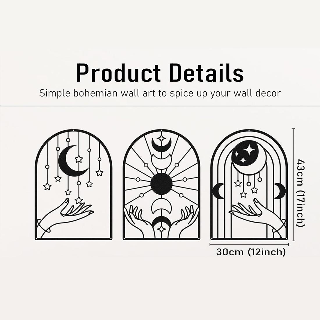 

Черный металлический декор стен: Потрясающее искусство из железа «Солнце и Луна». Bohemian для современных помещений. Линия Sun and Moon Bohemian для шикарного дома. коричневый