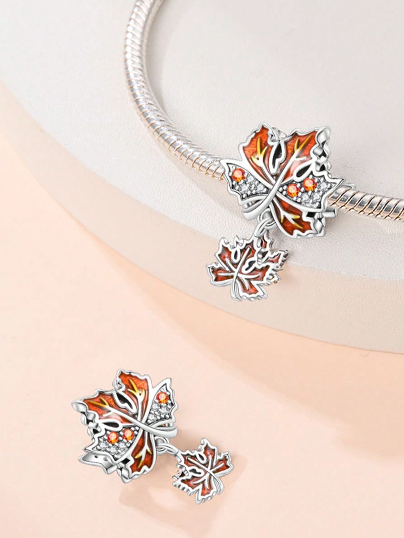 

Charm Bead Charms Plata copper Colors Autumn Maple Leaf Wheat Bead Charms Charm Pendant for Authentic Bracelets for Women Do It Yourself Jewellery Lov