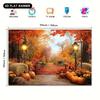1 piece 2D flat printing autumn harvest pumpkin maple leaf street lamp background cloth decorative banner