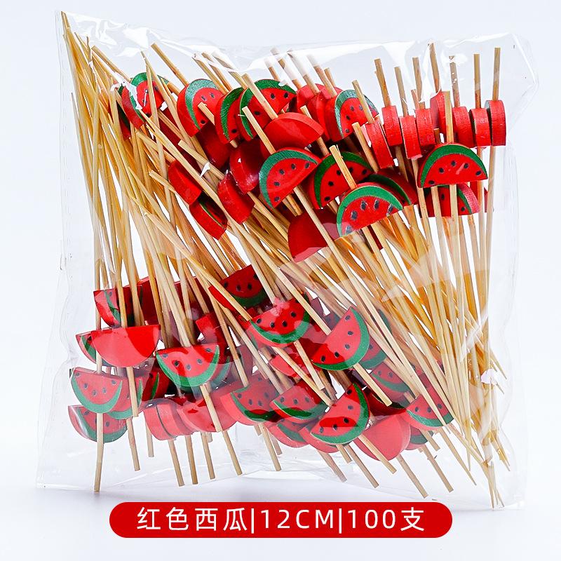 100PCS Disposable Bamboo Sticks Home Party Fruit Stick Fork Cocktail Sticks Buffet Fruit Fork Wedding Birthday Party Decoration