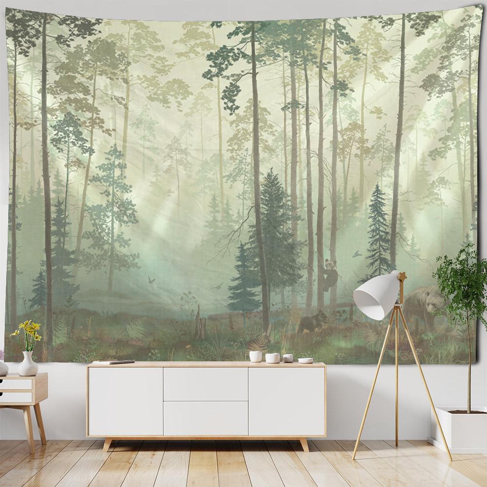 Tropical Rainforest Tapestry European Style Jungle Wall Hanging Living Room Tapestry Home Wall Decoration Bed Sheets Picnic Mats